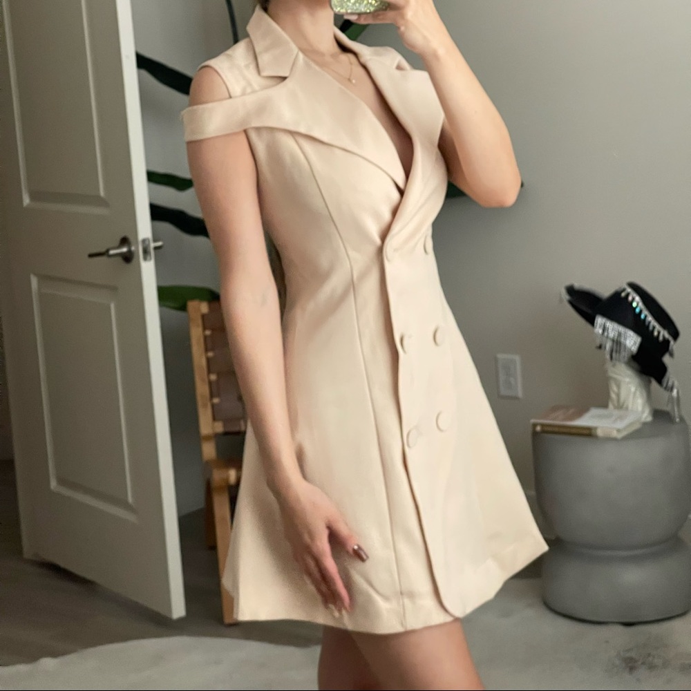 Nude Button Up Dress